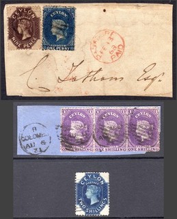 CEYLON 1867 70 QV wmk corona corta selección CC a 2s SG 63b/72b cat 90€