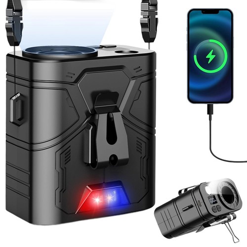 For Outdoor Portable Waist Fan 5 Speeds Rechargeable 20000mAh Battery LED Light - Photo 11/41