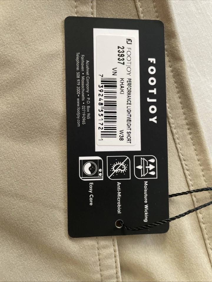 Pantalones Cortos Ligeros FootJoy Performance Tostados W38 Nuevos con Etiquetas Foto 2 de 4