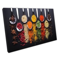 Vibrant Herbs & Spices Kitchen Canvas: Culinary Photography Wall Art for Home