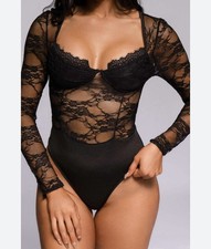 Fascinating Nights Black Lace Bodysuit NWOT XXL