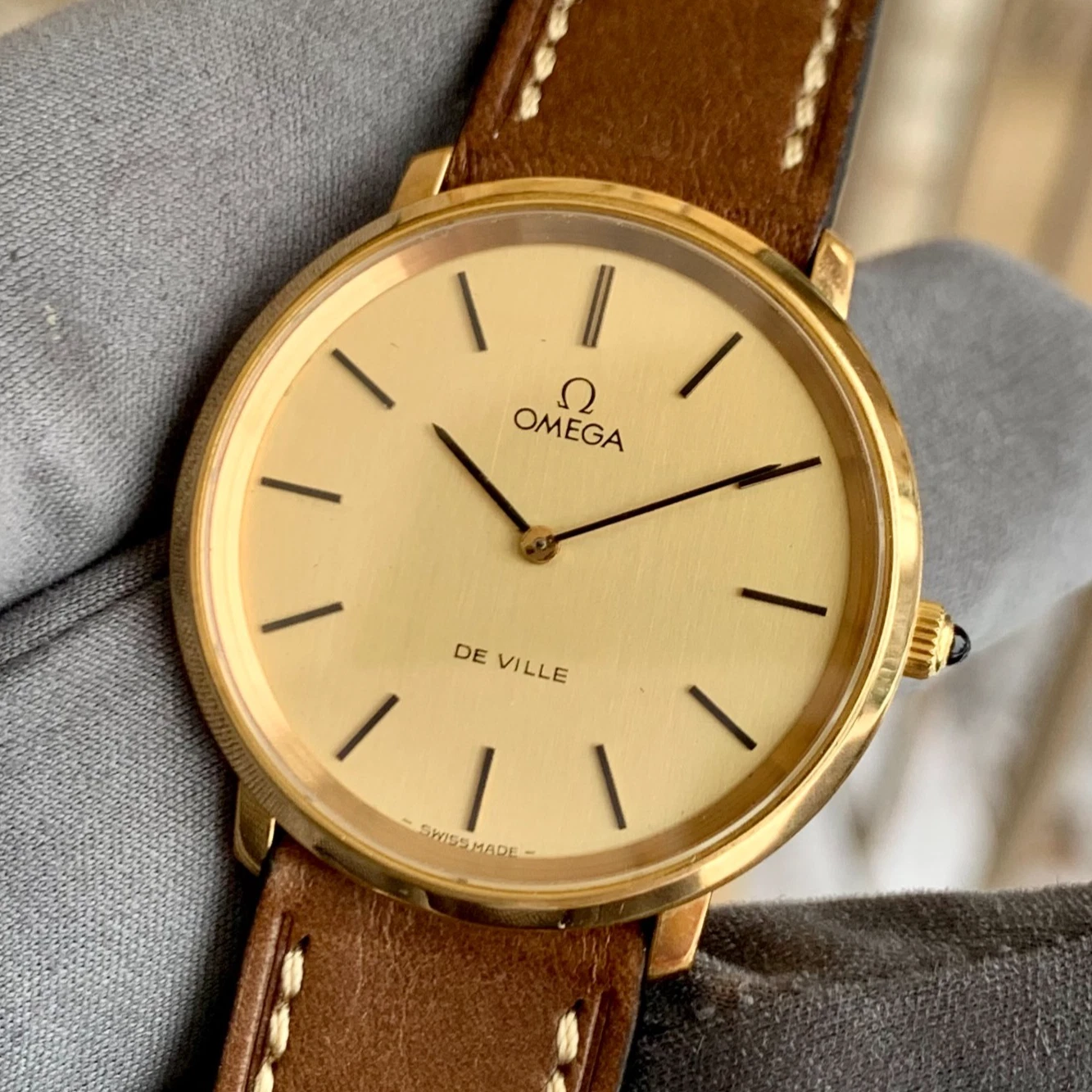 Omega — 1977 Omega DeVille Ref. 111.0107 Manual Wind Gold Tone Wristwatch - Serviced