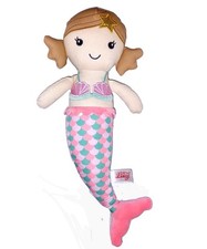 Linzy MERMAID 15in Doll Light Brown Pigtails Star Pink Teal Scales Seashell Top