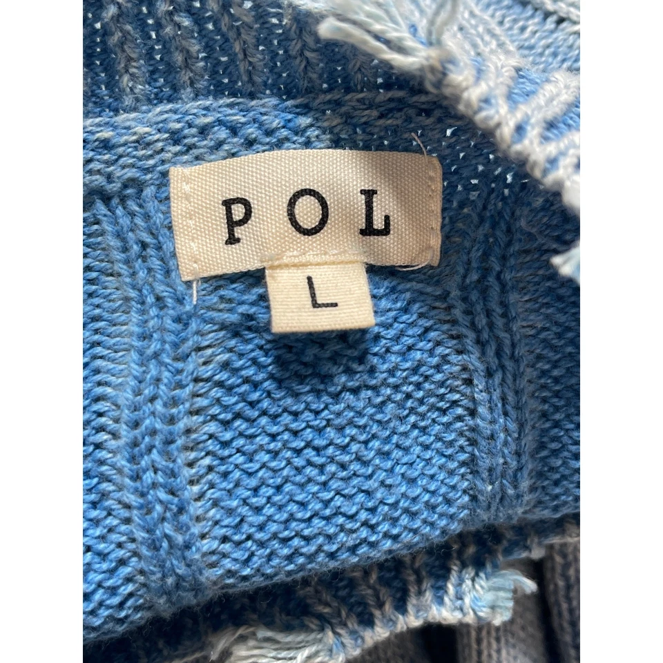 Suéter Top POL Para Mujer Azul Tejido con Cable Envejecido Manga Larga Dolman Talla L Foto 4 de 4