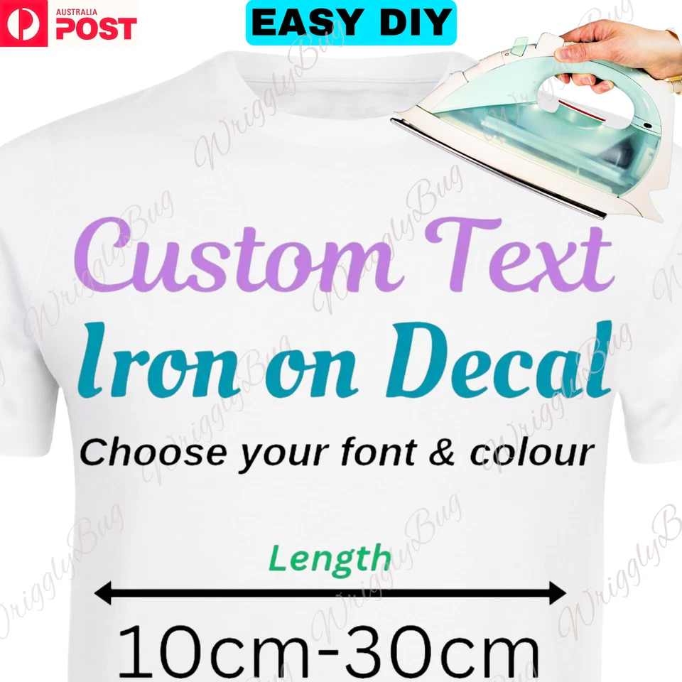 Custom Iron On Vinyl Decal Personalised Heat Transfer for DIY Shirts & Hoodies - image 2 of 4
