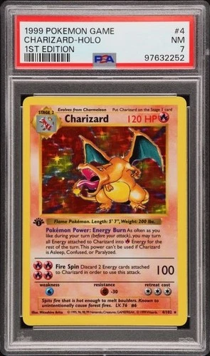 1999 Pokemon Base Set 1st Edition Shadowless Charizard #4 - PSA 7 - (9 CERT)