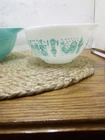 turquoise amish butter print vintage pyrex   Cinderella Dishes 1.5quart & 1.5...