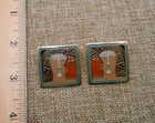 Vintage Laurel Burch Ancient Ancestors Tan & Rust Enamel Post Earrings E12 — photo 3