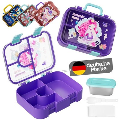 Brotdose Kinder mit Fächern Bento Box Auslaufsicher Lunchbox für Mädchen Jungen
