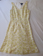 Ann Taylor Green/White Floral Silk A-Line Sleeveless V-Neck Lined Dress 4