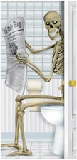 Beistle Skeleton Restroom Door Cover Halloween Decoration, 5 Ft x 30 in