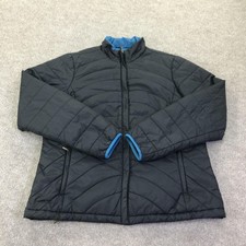 Lands' End Puffer Jacket Kids Large 14-16 Black Quilted Insulated Full Zip