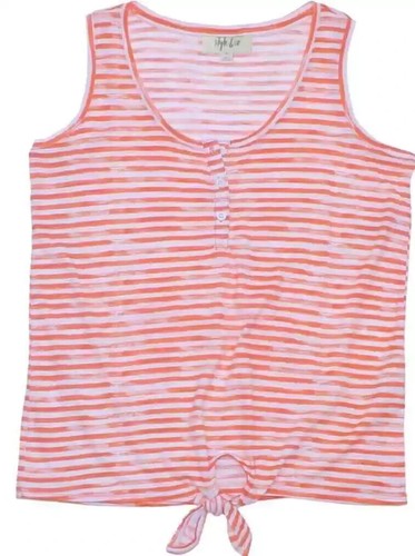 Style & Co Women's Henley Tie Front Tank Top in Orange Summer Stripes Size S NWT - Picture 2 of 2