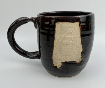Art Pottery Coffee Mug State of Alabama Chad Nelson Studio 2015 Brown Glaze  | eBay