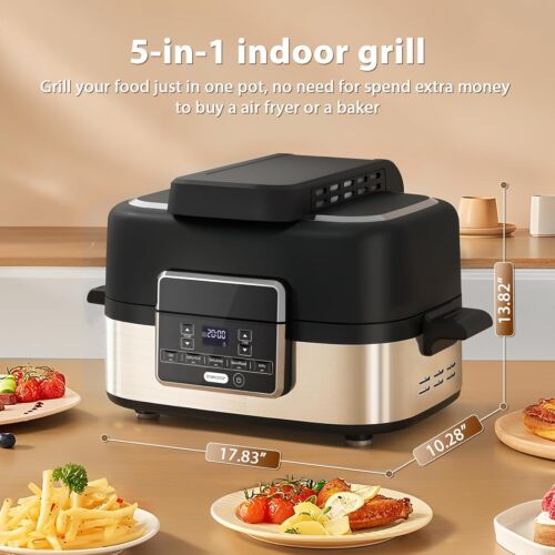 5-in-1 Smart Electric Grill & Air Fryer, Airfry+Grill, Dehydrate, Bake/Roast image
