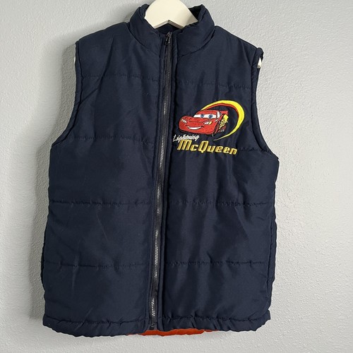 Disney Pixar Cars 2 Boys Vest Size 4 Blue Zipper Logo Embroidery McQueen - Picture 3 of 7