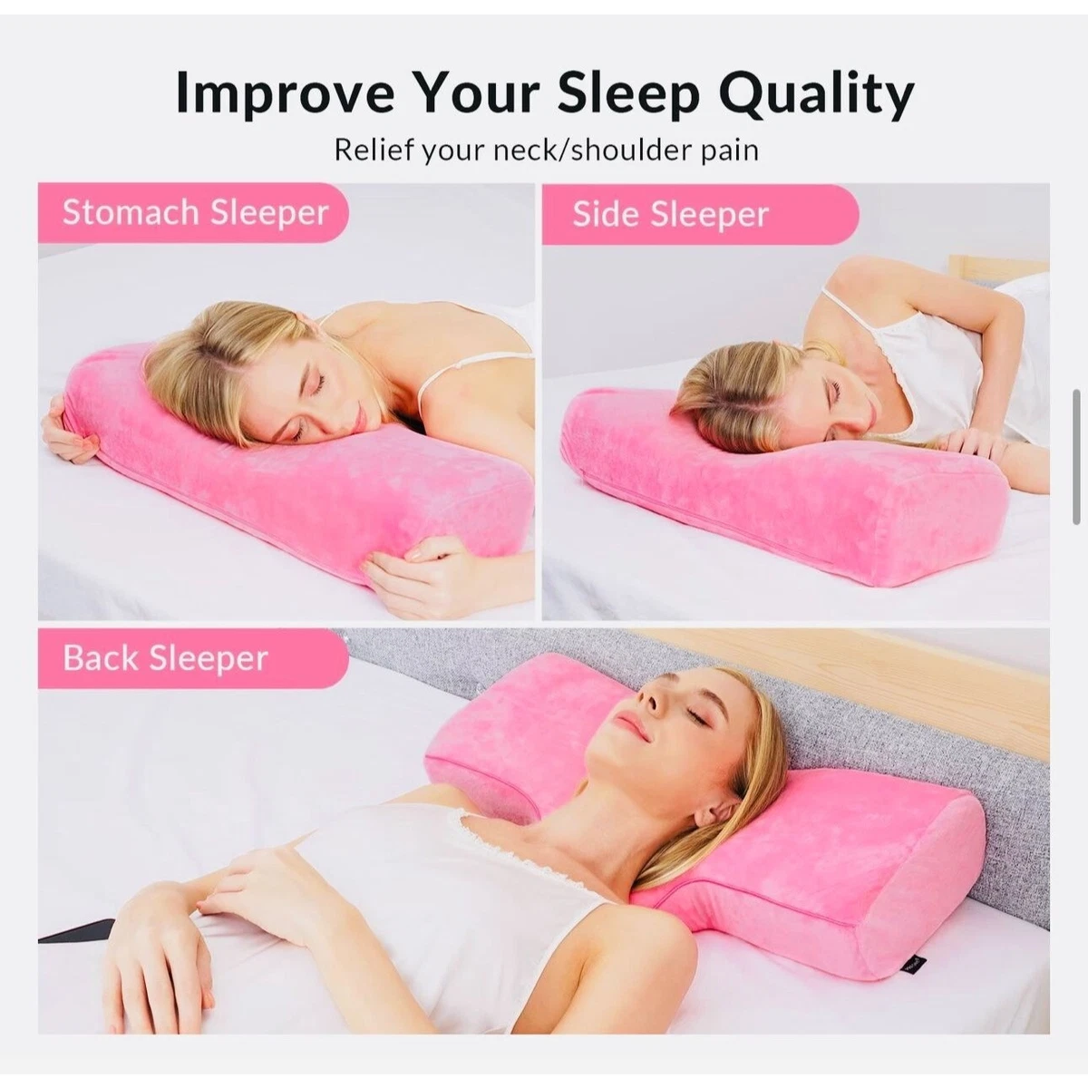 Neck Pillows for Pain Relief Sleeping, Heated Memory Foam Cervical