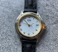 ESQ Swiss Womens Watch 27mm Two Tone Case White Dial With Date 100384 D3