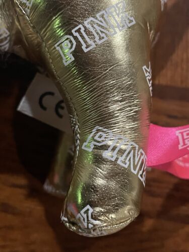 Victoria Secret PINK VS Plush Metallic Gold Dog Stuffed Animal Toy Collectible - Picture 3 of 7