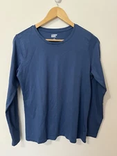 Lands' End Women's Long Sleeve Blue cotton Top Size Small 6 - 8 Base Layer Shirt