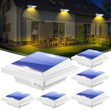 6 Pack Solar Gutter Lights Warm 40LEDs Wall Lamp  for Outdoor IP65 Fence Lights