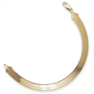 10kt Yellow Gold 9 MM FLEXIBLE HERRINGBONE 8 inch  Chain Bracelet 9.5 GRAMS