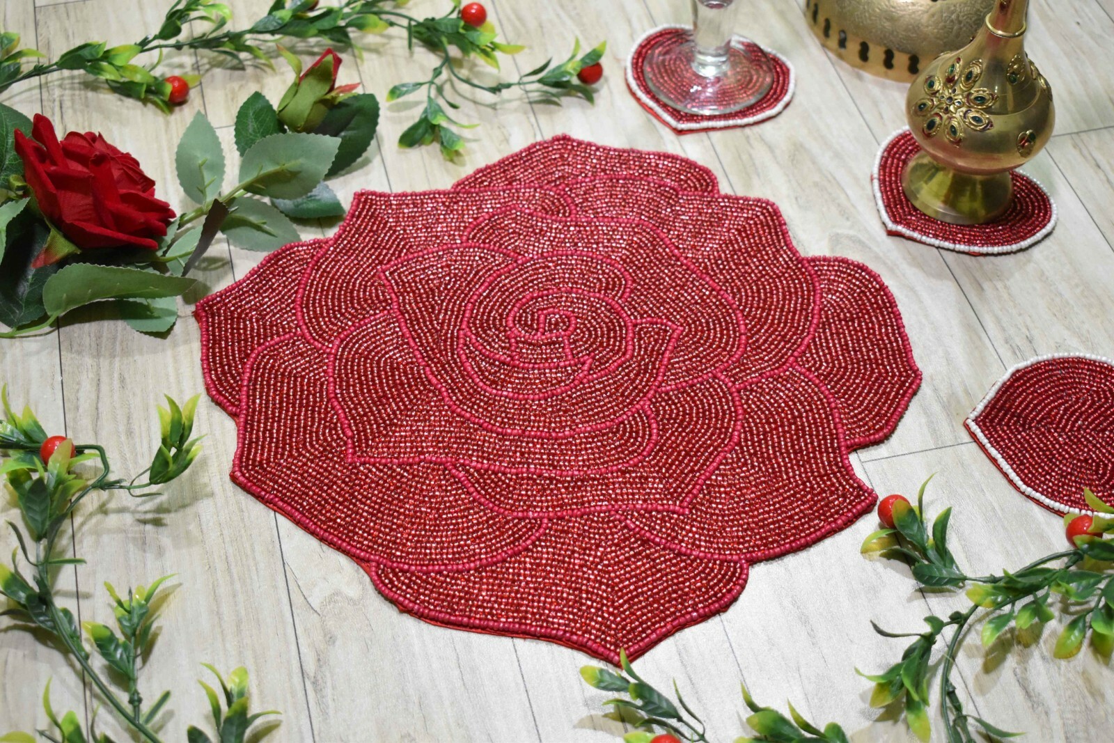 ZARIMOON beaded valentine day placemat handmade tablemat charger placemat Rose eBay