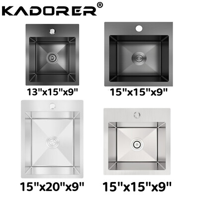 #ad Stainless Drop in Kitchen Bar Sink 13x15 15x15 15x20 30x18 Topmount Single Bowl $140.00