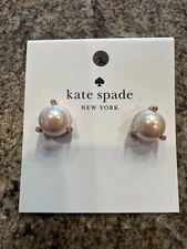 Kate Spade Rise and Shine Pearl Stud Earrings Blush Light Pink Round O0RU3079