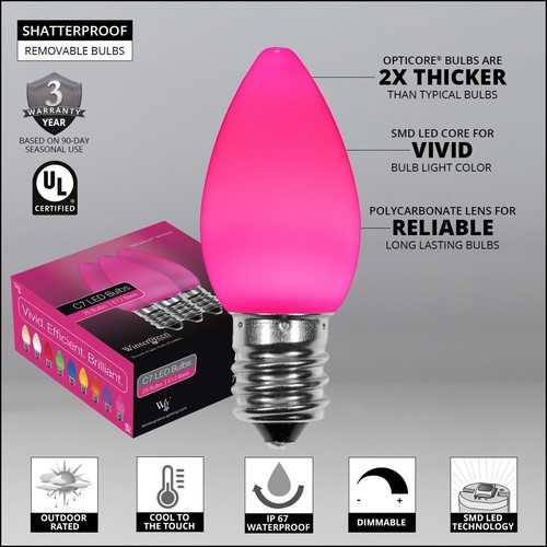 OptiCore C7 Unbreakable Christmas Light Replacement Bulbs, Vintage Smooth 25 ct. - Picture 43 of 44