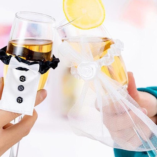 Wedding Table Deco Wine Glass Cup Cover Bride Groom Glass Costume s n H6D0 - Picture 7 of 8