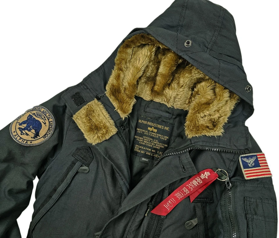 *HOT UNISEX ALPHA INDUSTRIES @ N-3B PARKA HOOD EXPEDITION BLACK Coat S (*Fit XS) - Image 2 of 4