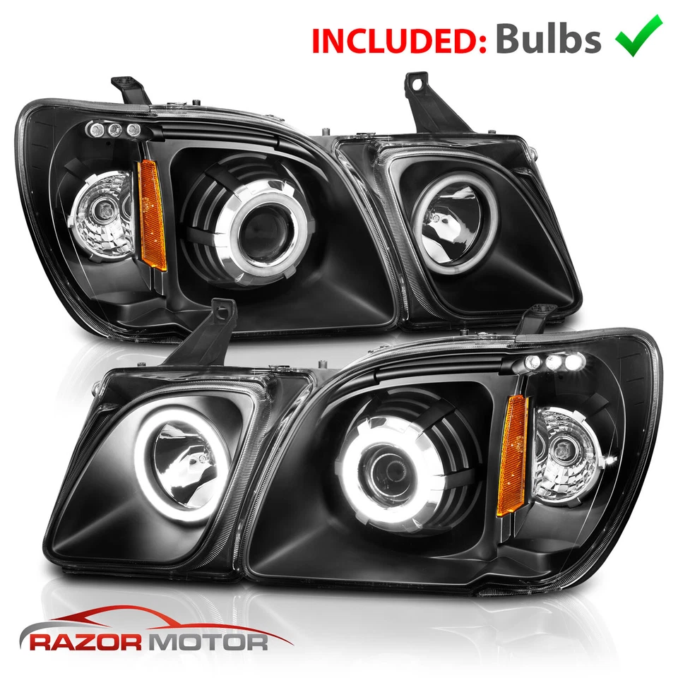 [Doble LED Halo] Para Lexus LX470 1998-2007 Proyector Faros Negros Faros Foto 4 de 4