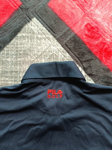 Fila Golf Spell Out Embroidered Polo Shirt L Dark Blue - Picture 7 of 8