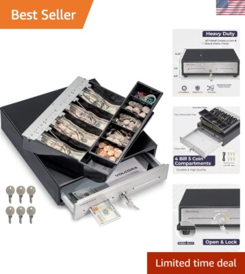 High-Grade 13'' Cash Register Drawer - 2-Tier Design for Smart Cash Management