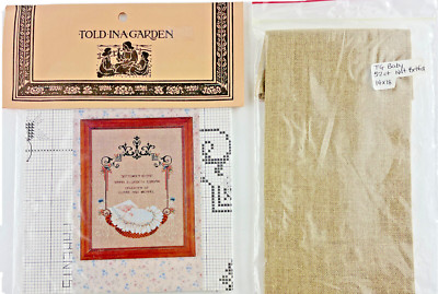 Told In a Garden Cross Stitch  PATTERN Baby in a Basket + Belfast Linen Canvas 