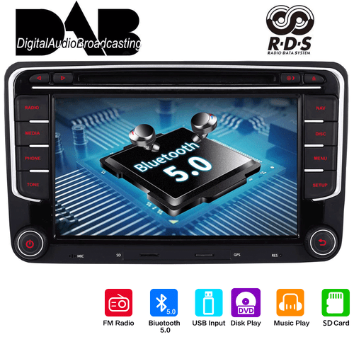 AutoRadio NAVI DAB+ SWC BT Für VW Golf 5 6 Touran Passat B6/B7 Tiguan Caddy DVD - Afbeelding 1 van 19