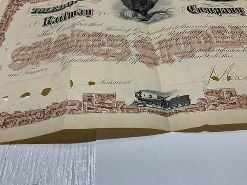 CIVIL WAR RAILROAD GENERAL JACK CASEMENT SGN RR SHARE 1880’S UNUSED BLANK 1884 - Picture 8 of 17