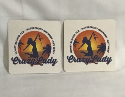 CRAZY LADY WATERFRONT BREWERY Key West FL Beer Collectible Coaster Brewery X2