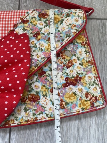 Irregular Choice Lola Bow Red Gingham/Floral Print Clutch/Shoulder Bag, Charms - Picture 12 of 13