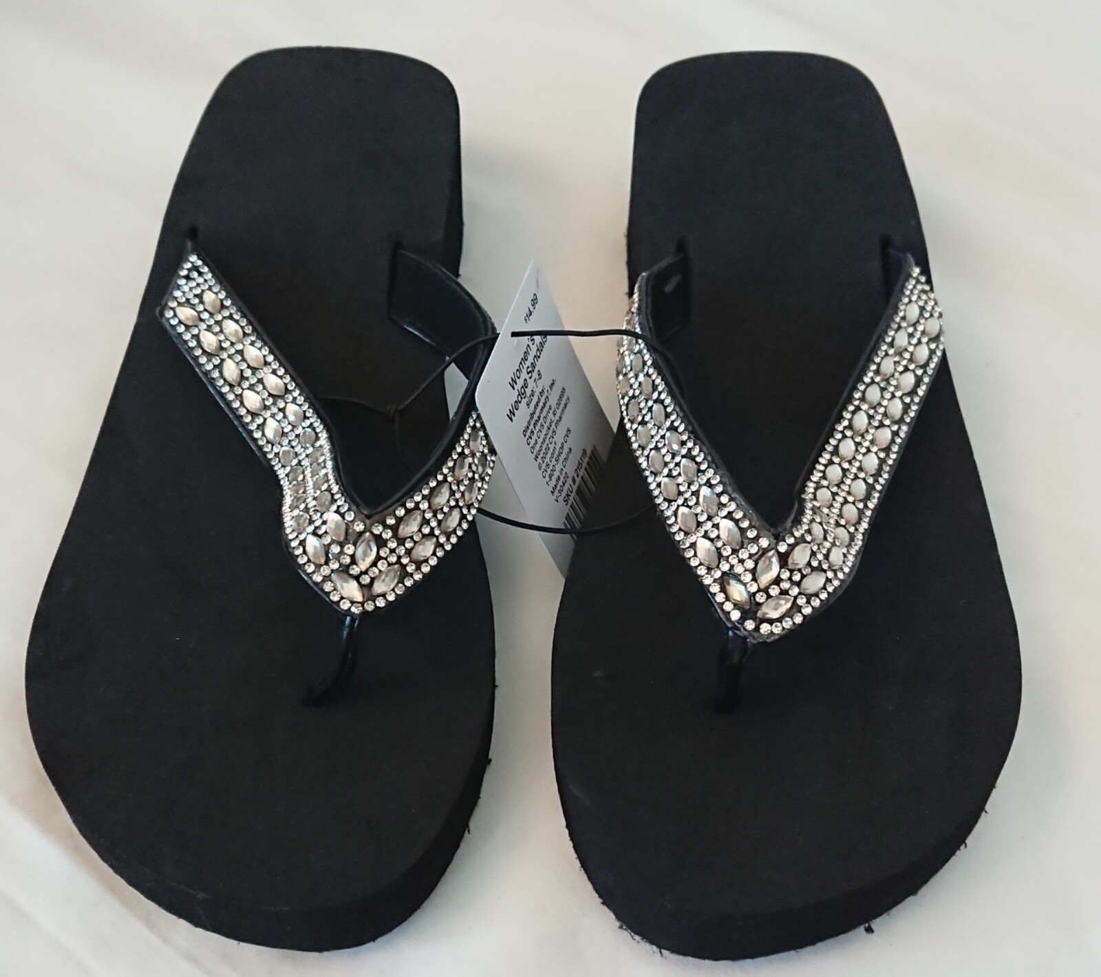 APL Sandali donna neri con zeppa gioiello taglia 7 8