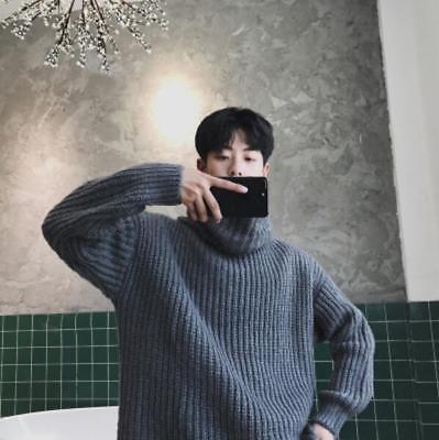 Cromoncent Mens Turtle Neck Long Sleeve Knitted Tops Thicken Sweaters 