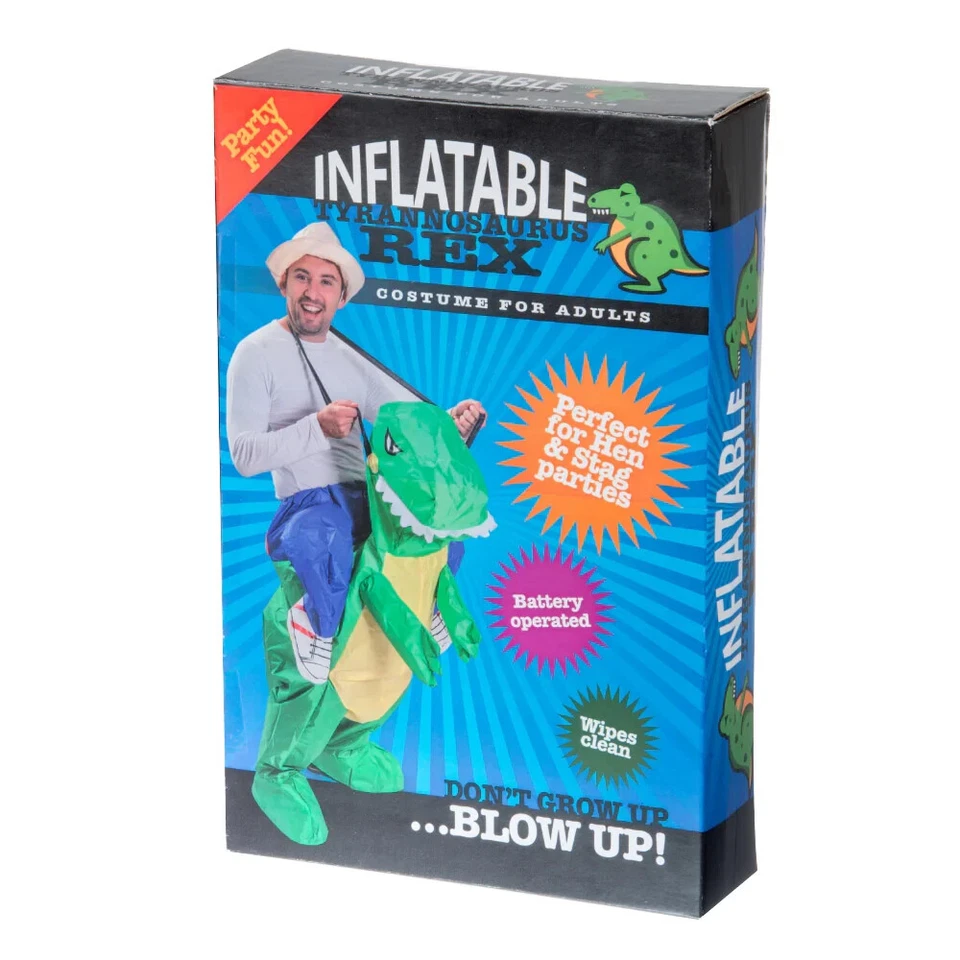 Disfraz Inflable Dinosaurio T-Rex Divertido Vestir Batería Adultos Novedad despedida de soltero Foto 4 de 4