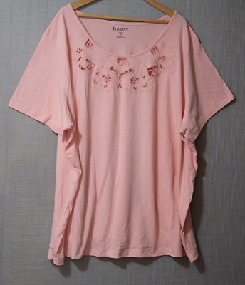 Nwot! Roaman's Embroidery T-Shirt Tunic Pink Woman's 5X 38/40 #H53-3