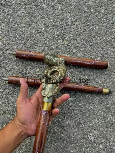 Старинная дизайнерская викторианская деревянная трость с ручкой в виде головы осьминога подарок - Изображение 3 из 4