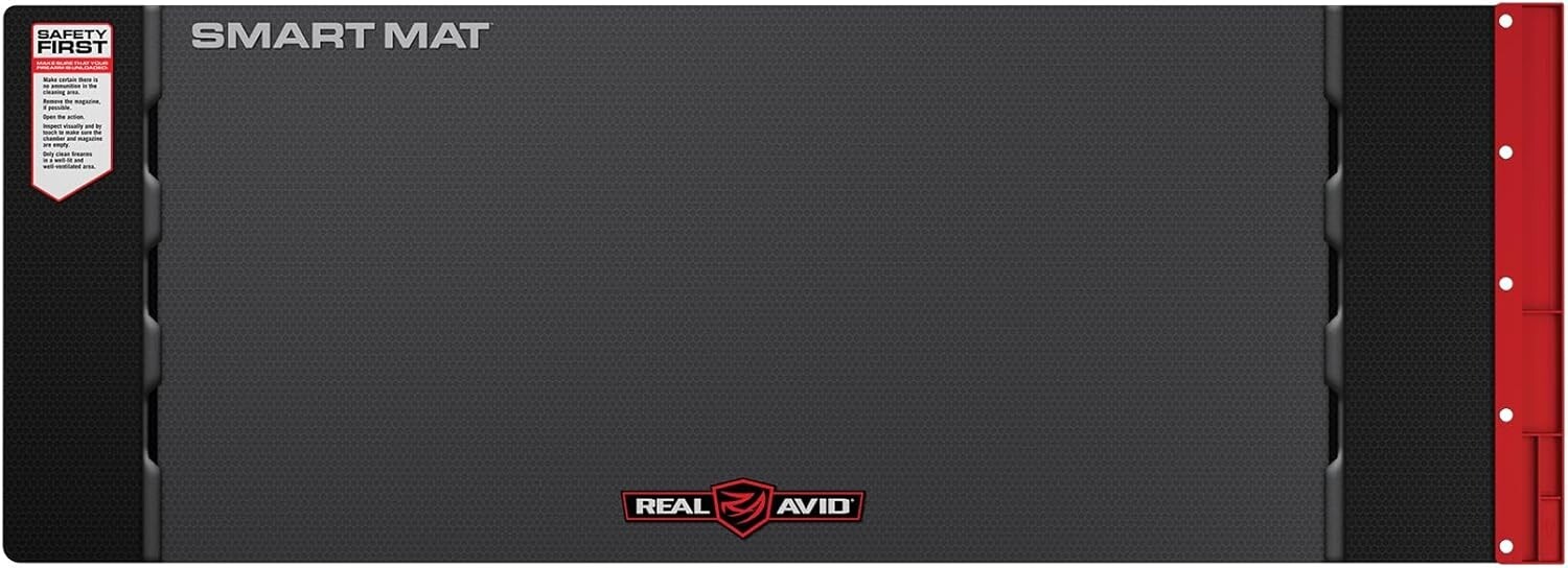 Real Avid Universal Smart Mat 43x16 Red Long Gun Rifle Cleaning Mat with Parts Tray