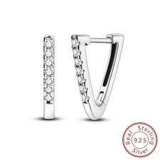 MULA S925 Sterling Silver Hoop Earrings Clear AAA CZ Triangle For Women Jewelry