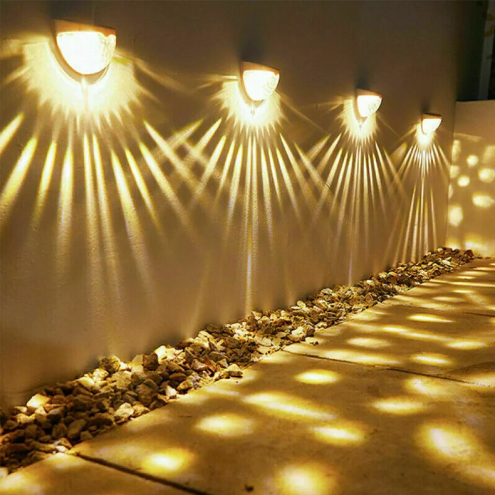 2 8PCS Solar Powered LED Wall Lights Door Fence Lights Outdoor Garden Lamp Light