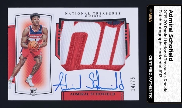 2019 NATIONAL TREASURES #113 ADMIRAL SCHOFIELD RPA ROOKIE PATCH AUTO /75