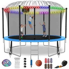 14FT Trampoline with Safety Enclosure Net Outdoor Trampoline for Kids Adults